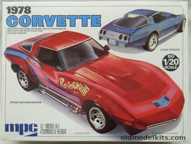 MPC 1/20 1978 Chevrolet Corvette - Stock or Street Machine 'Rainbowvette', 1-7830 plastic model kit
